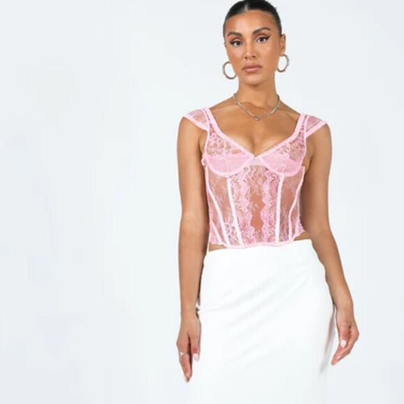 Lioness Princess Polly Some Like It Hot Baby Pink Corset Top Sz XS - Picture 3 of 9